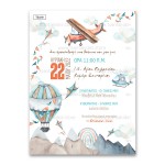 Προσκλητήριο βάπτισης για αγόρι με θέμα Travel Boy