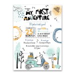 Προσκλητήριο βάπτισης για αγόρι με θέμα Vespa Travel
