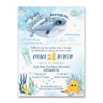 Πρόσκληση βάπτισης για αγόρι με θέμα Baby Shark
