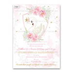 Πρόσκληση βάπτισης για κορίτσι με θέμα Royal Swan