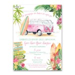 Προσκλητήριο βάπτισης για κορίτσι με θέμα Surf