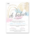 Πρόσκληση βάπτισης για δίδυμα με θέμα Rainbows Baby Girl Baby Boy