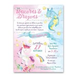 Πρόσκληση Βάπτισης με Μονόκερο και Δράκο