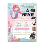 Πρόσκληση Βάπτισης με Γοργόνα και Πειρατή