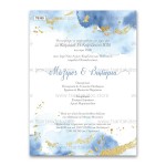Πρόσκληση Γάμου με Μπλε και Χρυσαφί Λεπτομέρειες