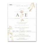 Προσκλητήριο γάμου με λιτό γραμμικό σχεδιασμό και χρυσές λεπτομέρειες