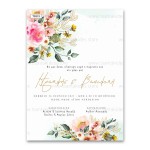 Προσκλητήριο γάμου με pink floral σχεδιασμό